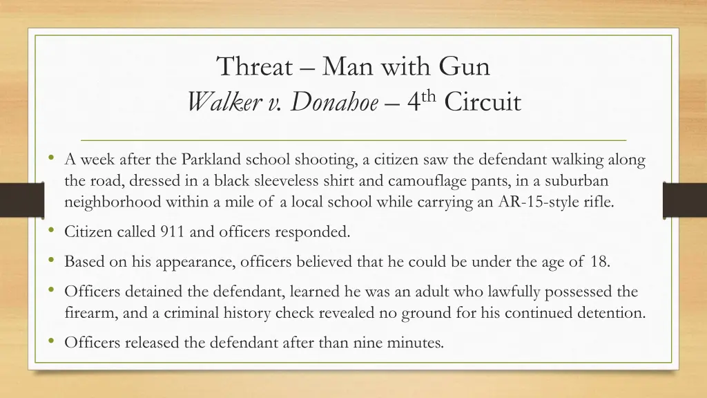 threat man with gun walker v donahoe 4 th circuit