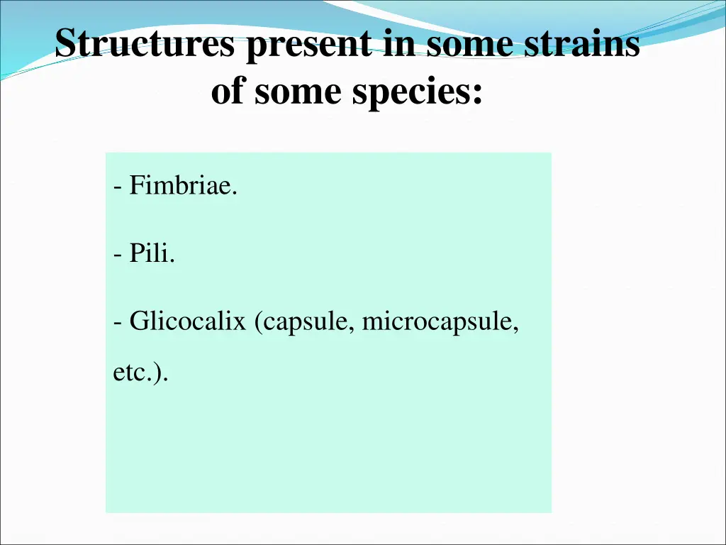 structures present in some strains of some species