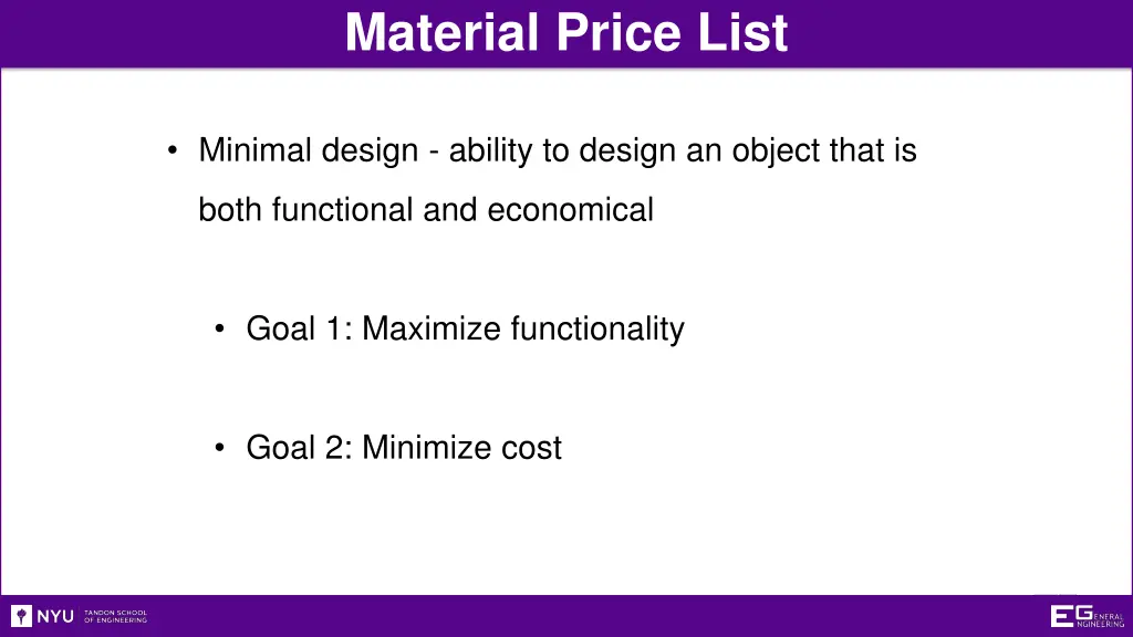 material price list