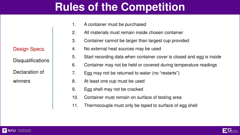 rules of the competition