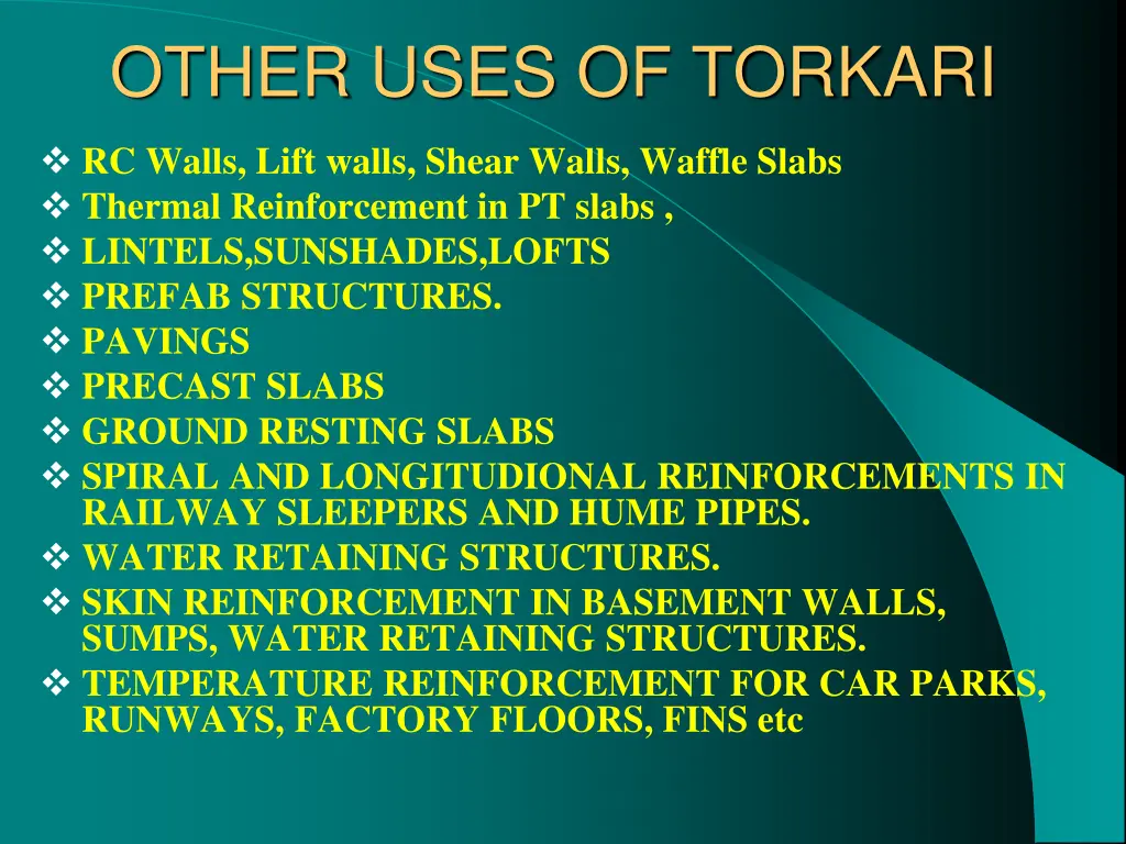 other uses of torkari