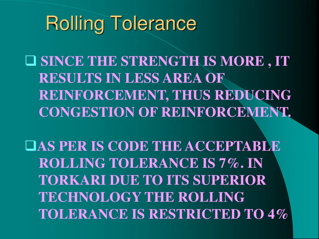 rolling tolerance