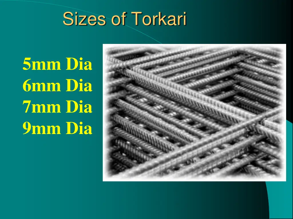 sizes of torkari