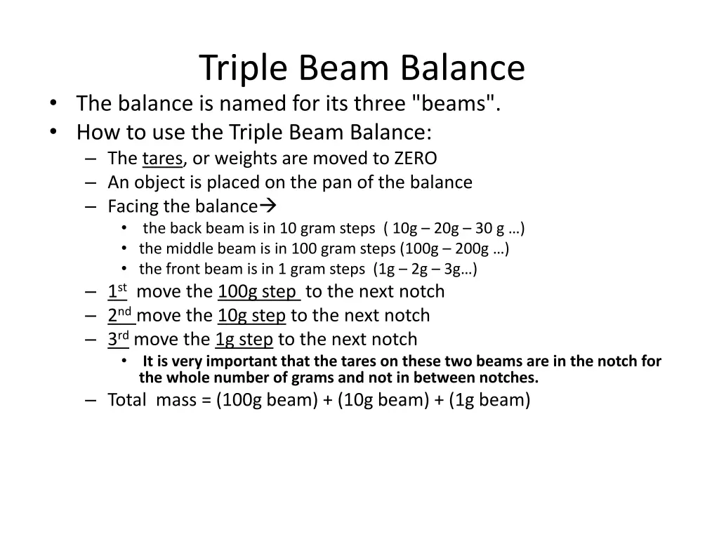 triple beam balance the balance is named