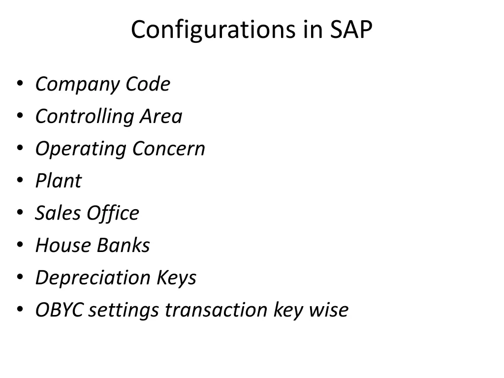 configurations in sap