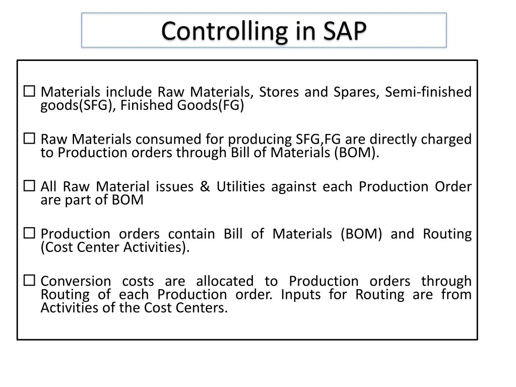 controlling in sap 1