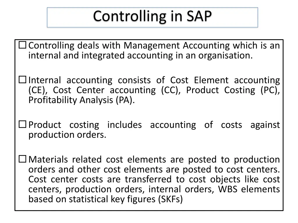 controlling in sap