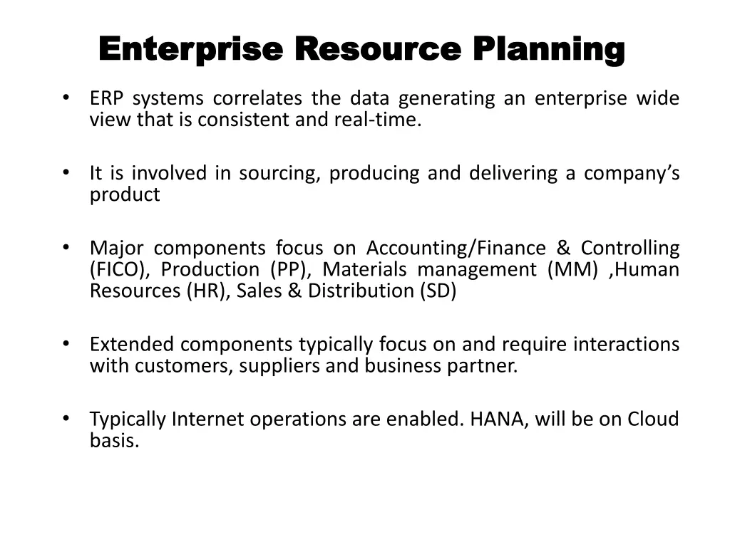 enterprise resource planning enterprise resource