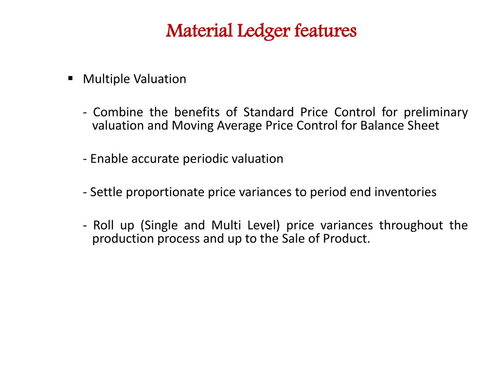 material ledger features