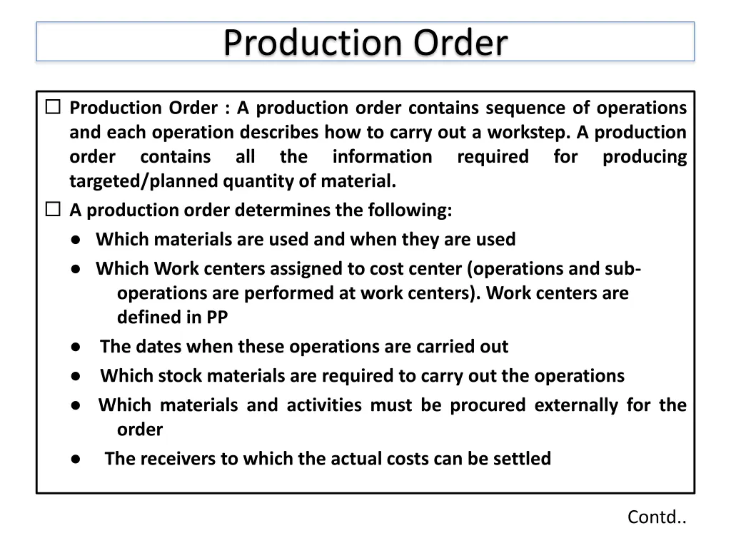 production order