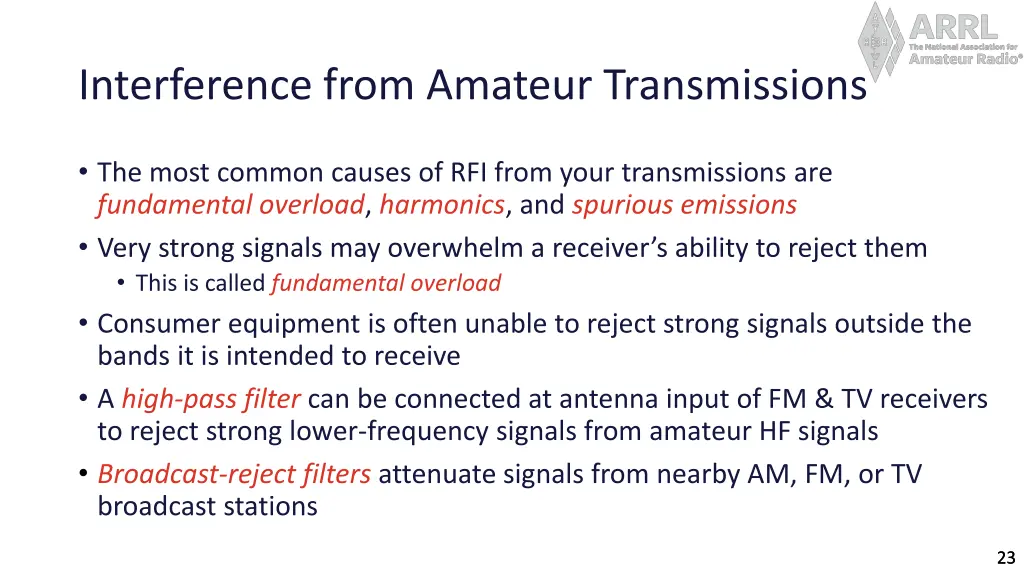 interference from amateur transmissions