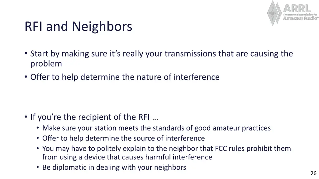 rfi and neighbors