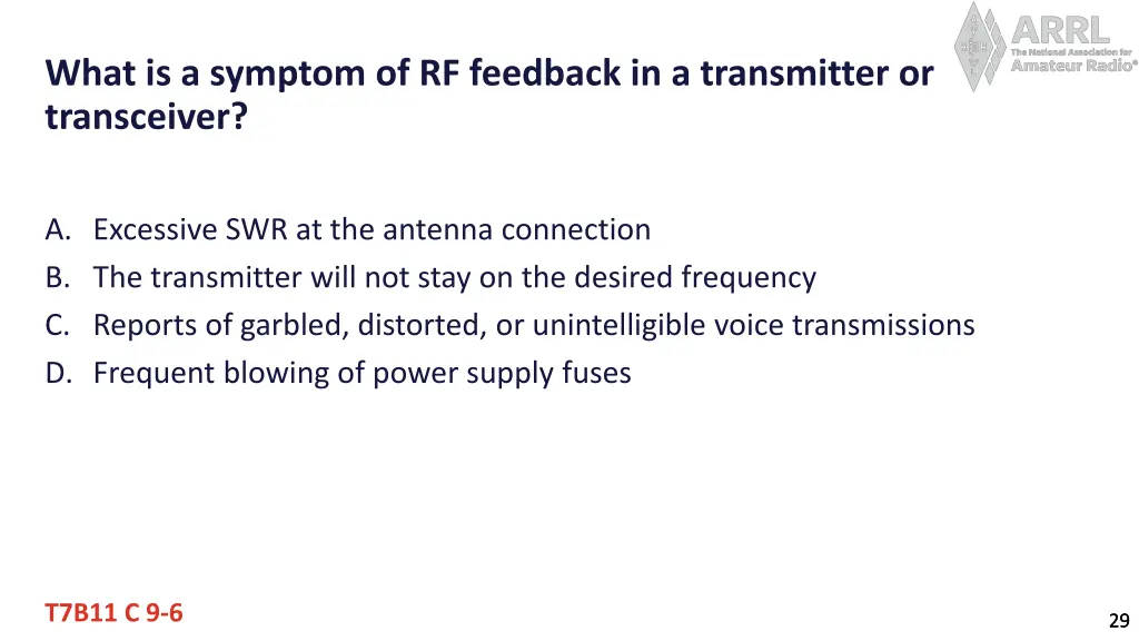 what is a symptom of rf feedback in a transmitter