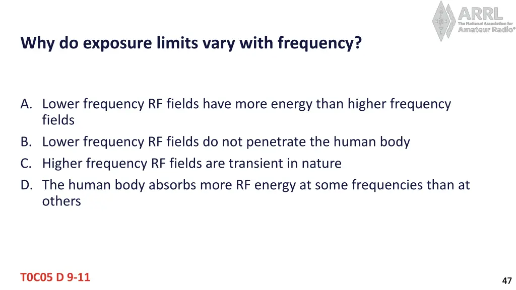 why do exposure limits vary with frequency