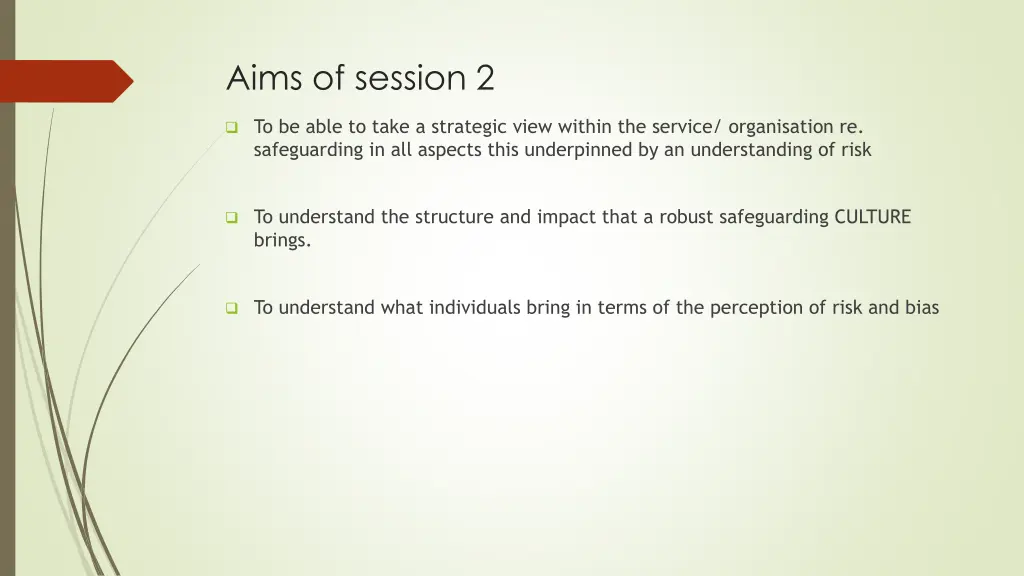 aims of session 2