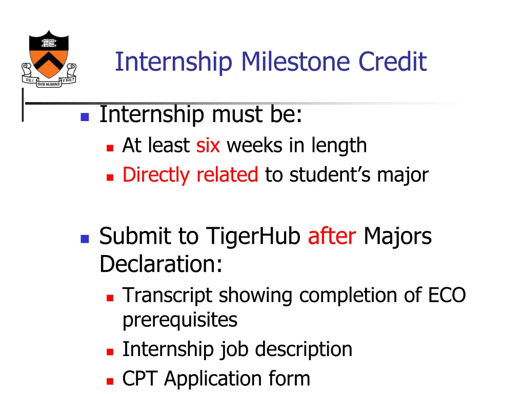 internship milestone credit