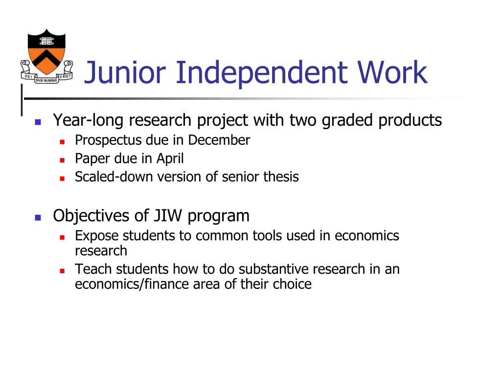 junior independent work