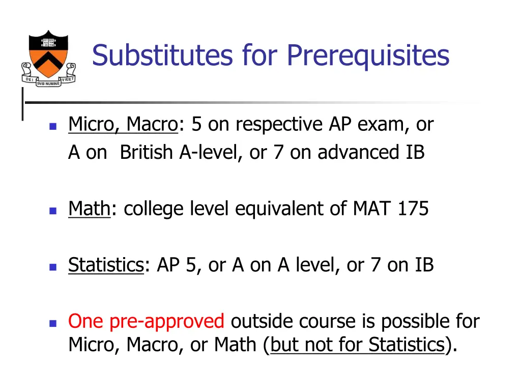 substitutes for prerequisites