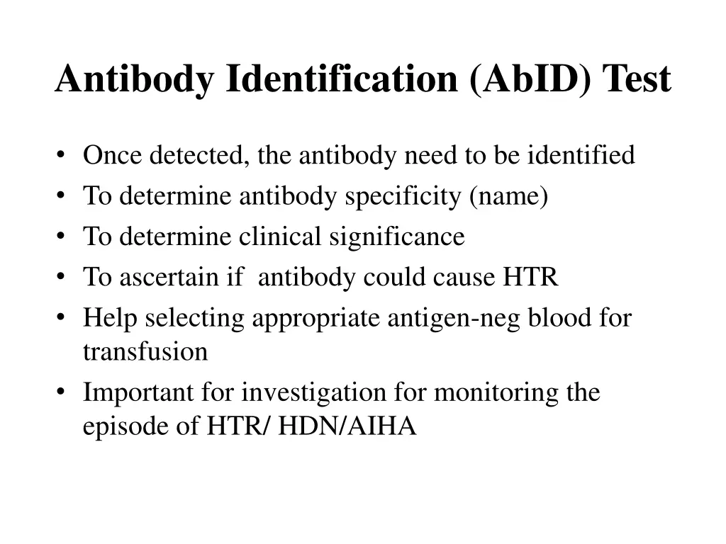 antibody identification abid test