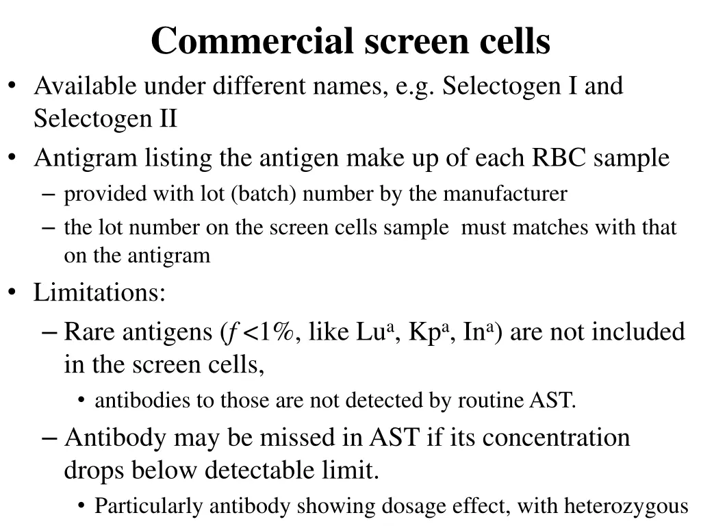 commercial screen cells available under different