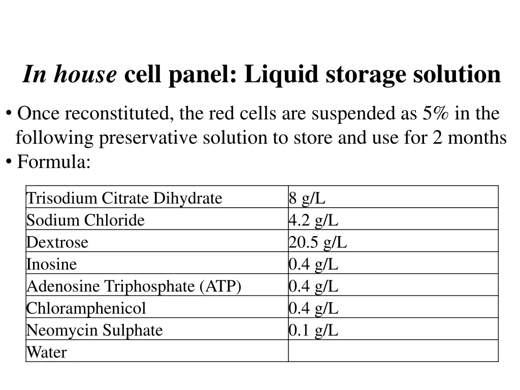 in house cell panel liquid storage solution