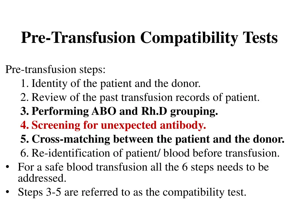 pre transfusion compatibility tests