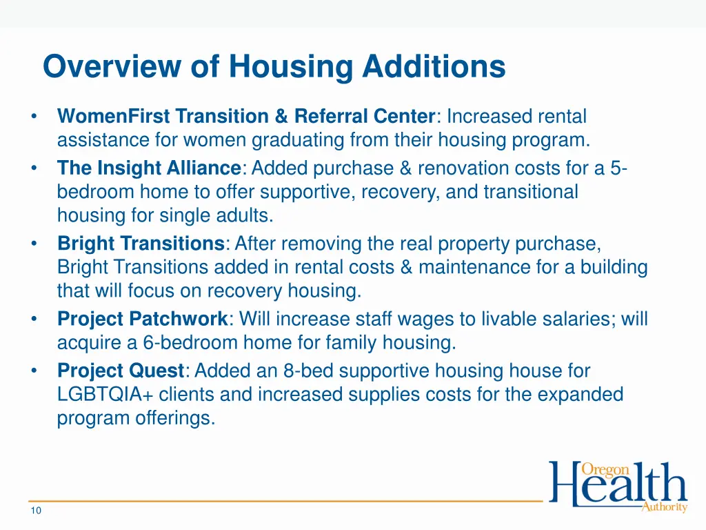 overview of housing additions 1