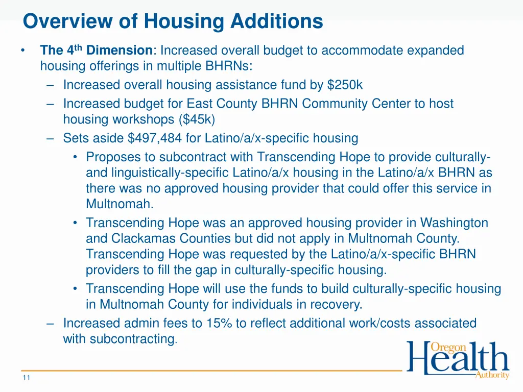 overview of housing additions 2