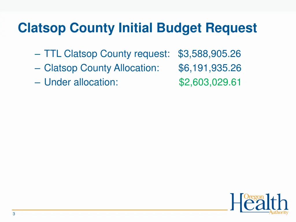 clatsop county initial budget request