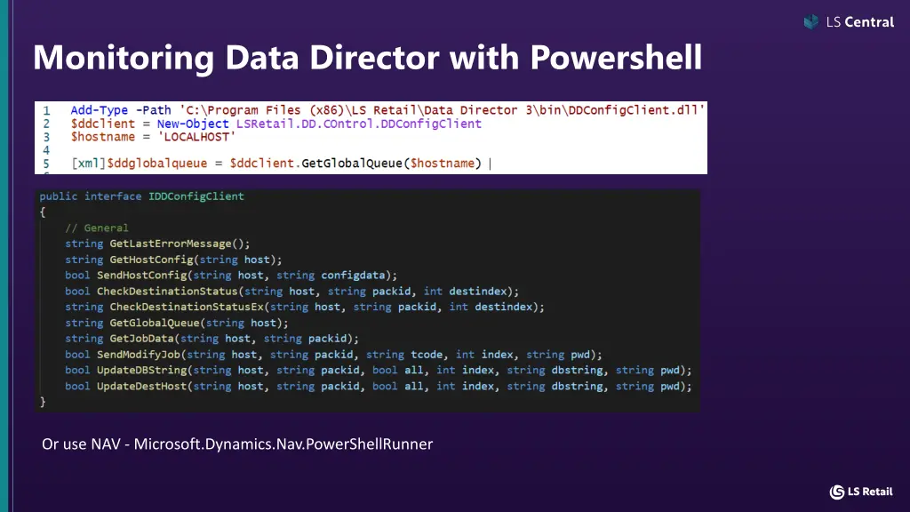 monitoring data director with powershell