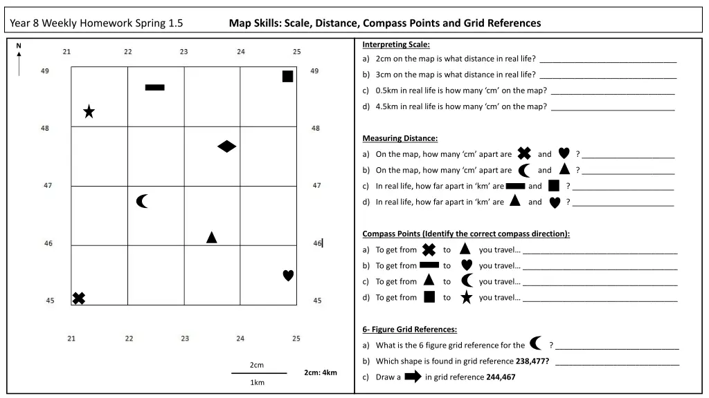 year 8 weekly homework spring 1 5 map skills