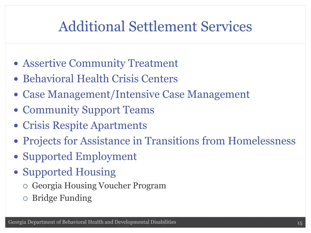 additional settlement services