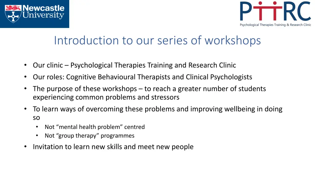 introduction to our series of workshops