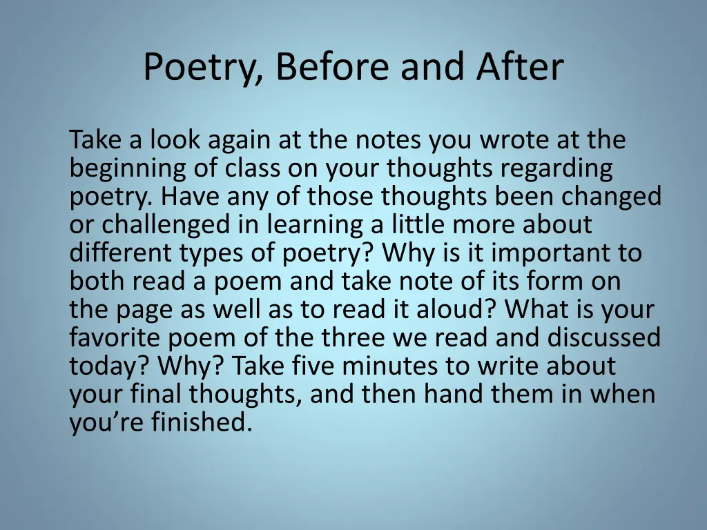 poetry before and after