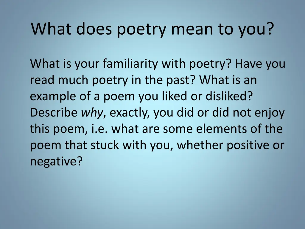 what does poetry mean to you