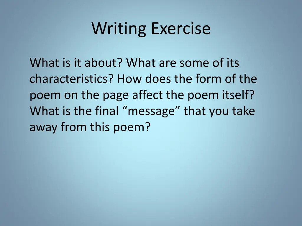 writing exercise