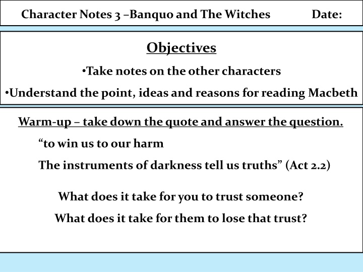 character notes 3 banquo and the witches