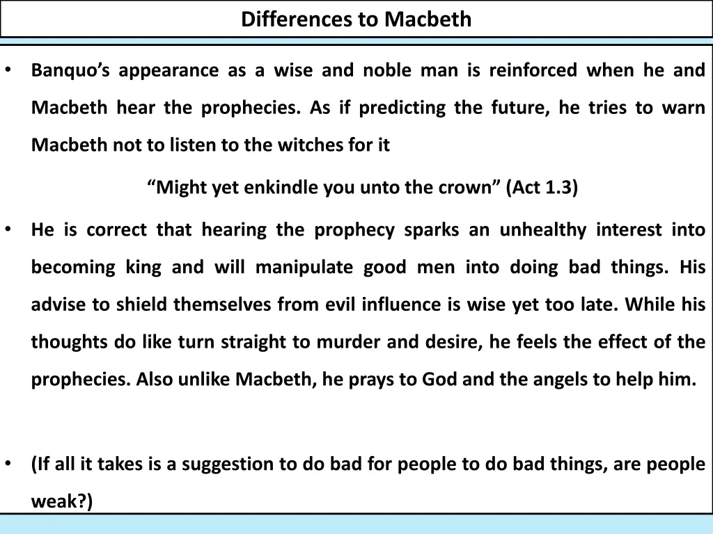 differences to macbeth