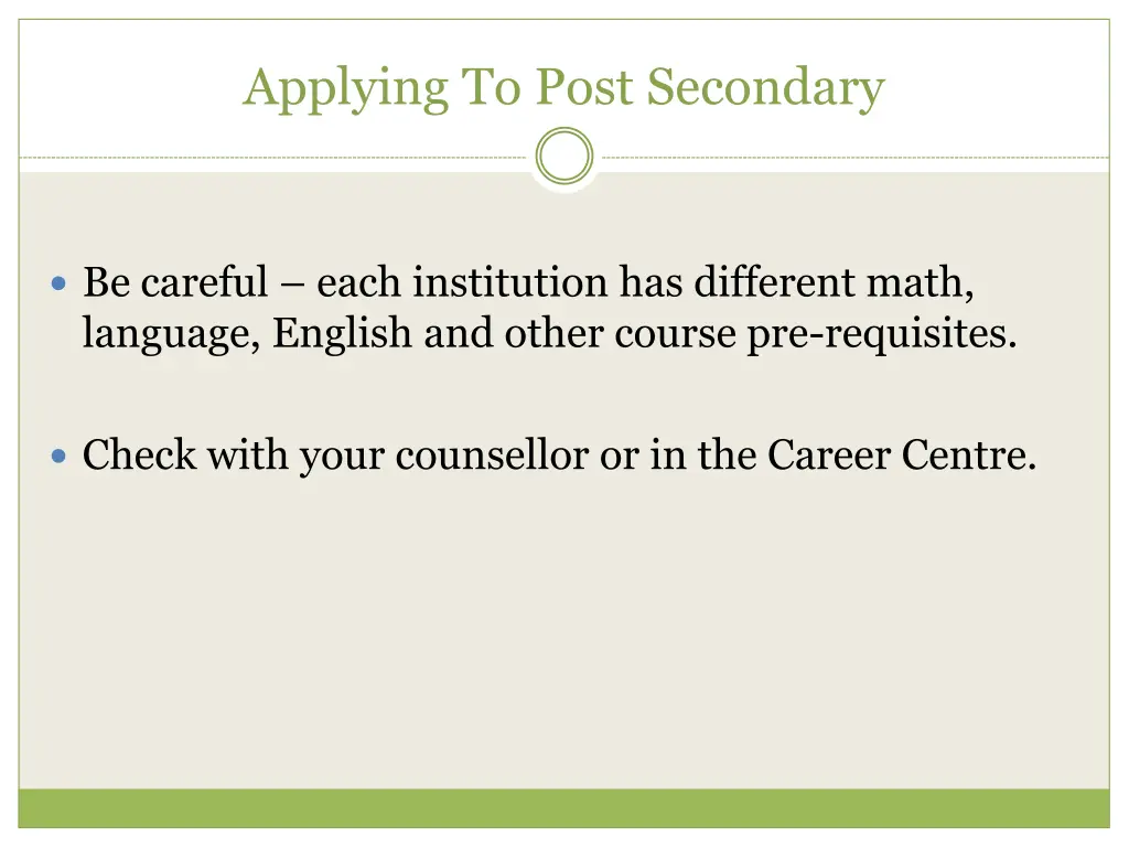 applying to post secondary