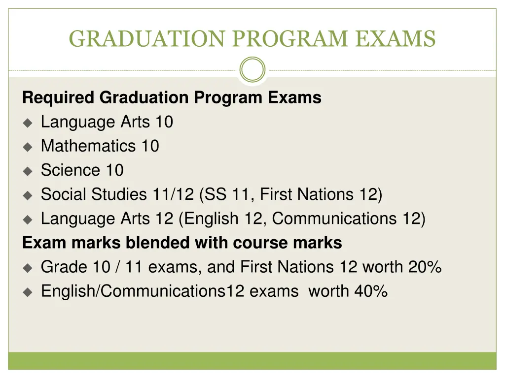 graduation program exams