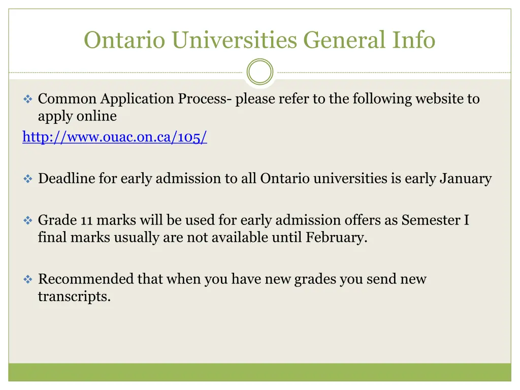 ontario universities general info