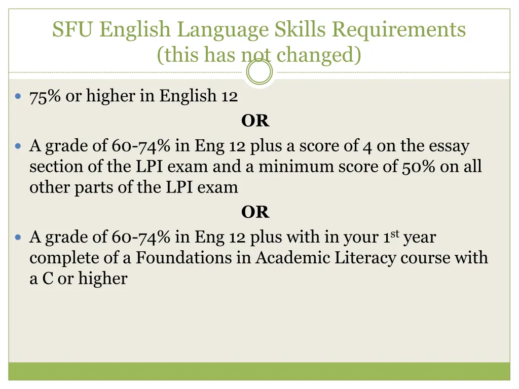 sfu english language skills requirements this