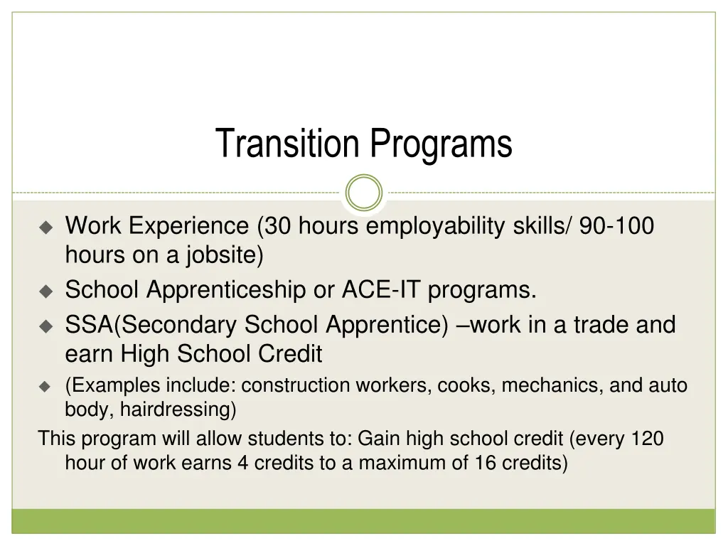 transition programs