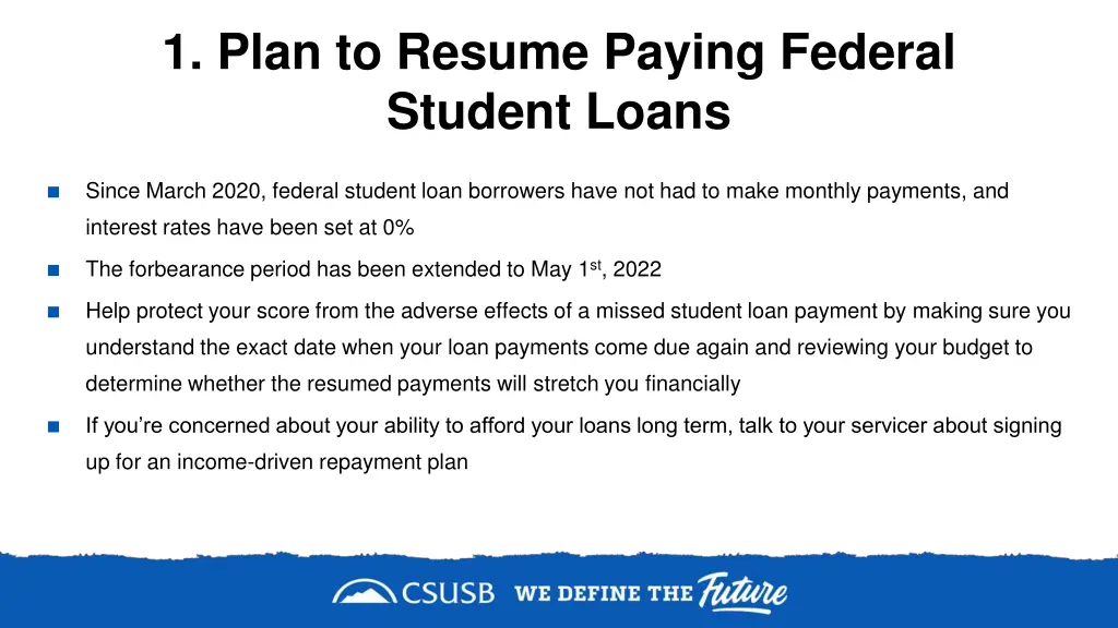 1 plan to resume paying federal student loans