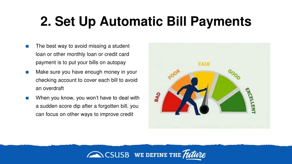 2 set up automatic bill payments