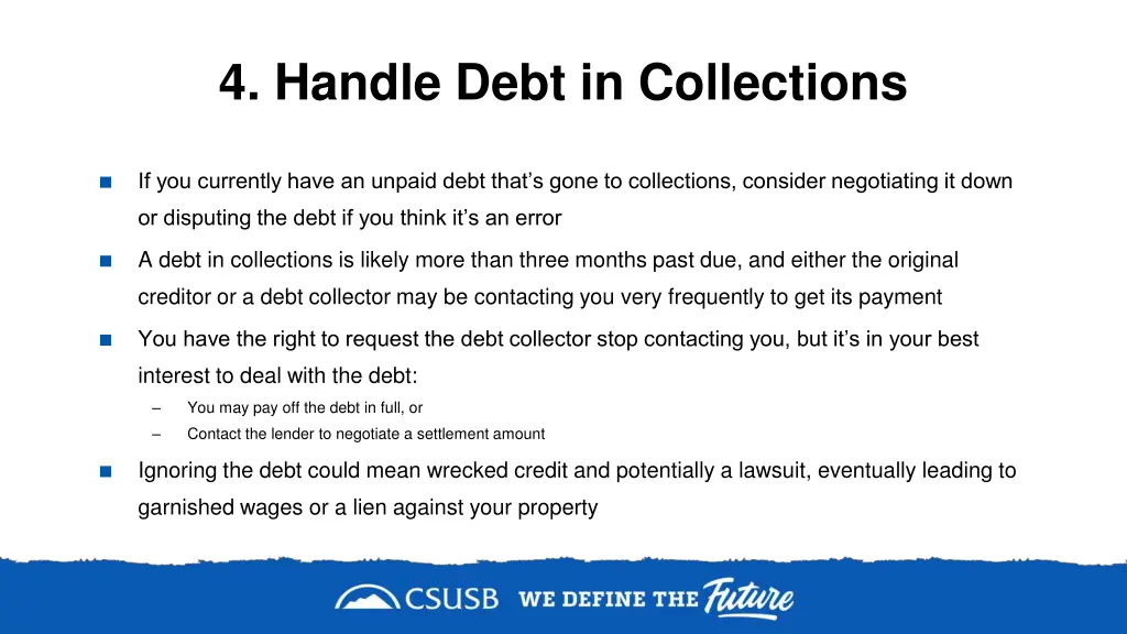 4 handle debt in collections