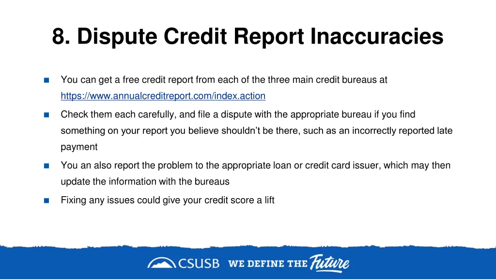 8 dispute credit report inaccuracies