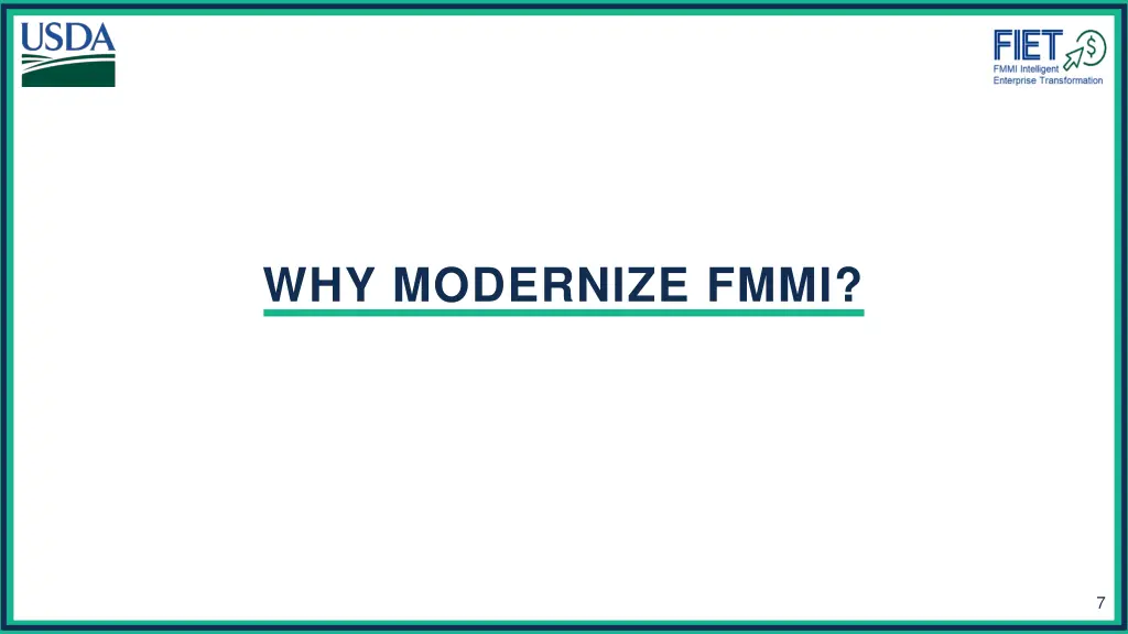 why modernize fmmi
