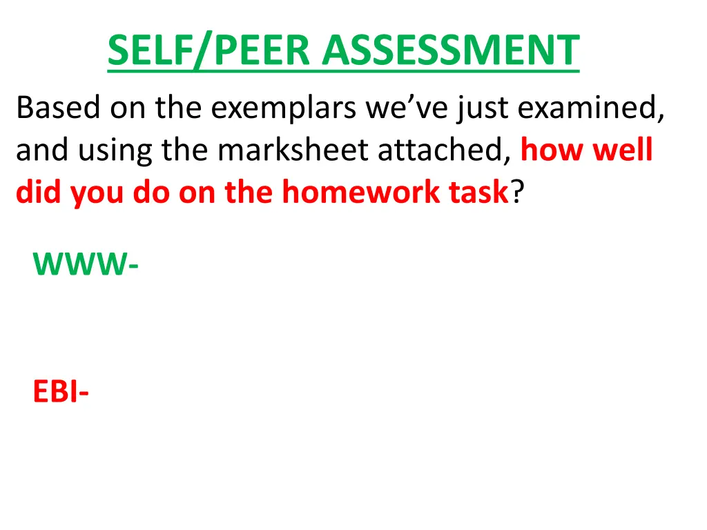 self peer assessment