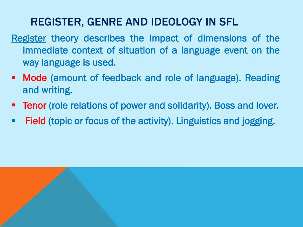 register genre and ideology in sfl register